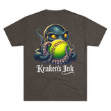 Kraken's Ink Softball Grip Unisex Tri-Blend Crew Tee