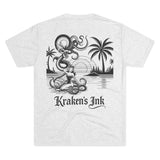 Kraken's Ink Pinup Girl Beach Unisex Tri-Blend Crew Tee
