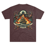 Kraken's Ink Ship Under Fire Unisex Tri-Blend Crew Tee