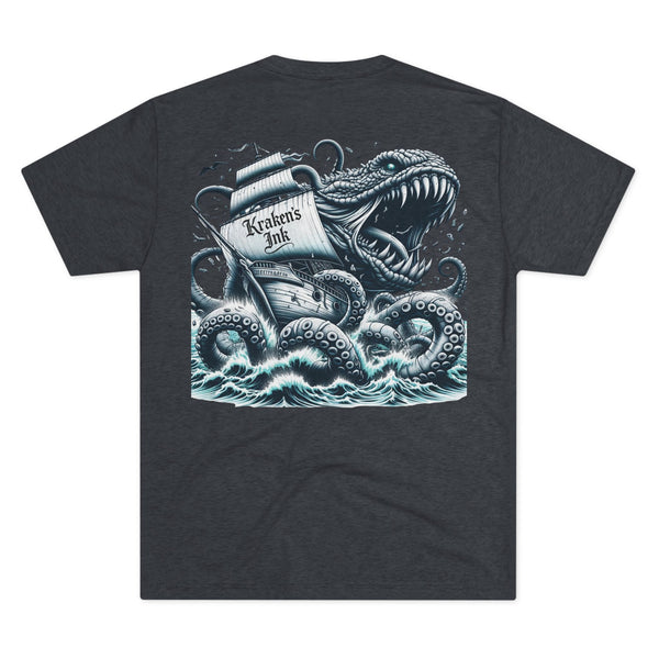 Kraken's Ink Ship Attack Unisex Tri-Blend Crew Tee