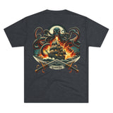 Kraken's Ink Ship Under Fire Unisex Tri-Blend Crew Tee