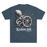 Kraken's Ink Ship Wheel Unisex Tri-Blend Crew Tee