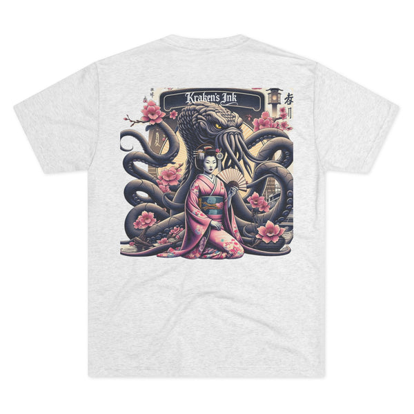 Kraken's Ink Japanese Geisha Unisex Tri-Blend Crew Tee
