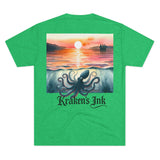 Kraken's Ink Watercolor Sunset Unisex Tri-Blend Crew Tee