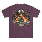 Kraken's Ink Ship Under Fire Unisex Tri-Blend Crew Tee