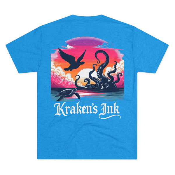 Kraken's Ink Sunset Unisex Tri-Blend Crew Tee