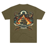 Kraken's Ink Ship Under Fire Unisex Tri-Blend Crew Tee
