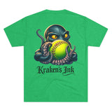 Kraken's Ink Softball Grip Unisex Tri-Blend Crew Tee