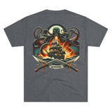Kraken's Ink Ship Under Fire Unisex Tri-Blend Crew Tee