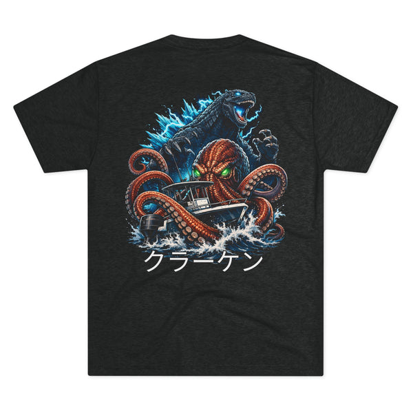 Kraken's Ink Godzilla & Kraken (クラーケン) Unisex Tri-Blend Crew Tee