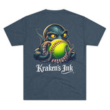 Kraken's Ink Softball Grip Unisex Tri-Blend Crew Tee