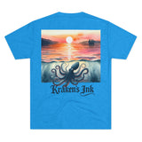Kraken's Ink Watercolor Sunset Unisex Tri-Blend Crew Tee