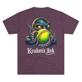 Kraken's Ink Softball Grip Unisex Tri-Blend Crew Tee