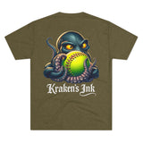 Kraken's Ink Softball Grip Unisex Tri-Blend Crew Tee