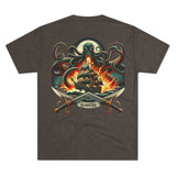 Kraken's Ink Ship Under Fire Unisex Tri-Blend Crew Tee