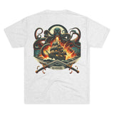 Kraken's Ink Ship Under Fire Unisex Tri-Blend Crew Tee