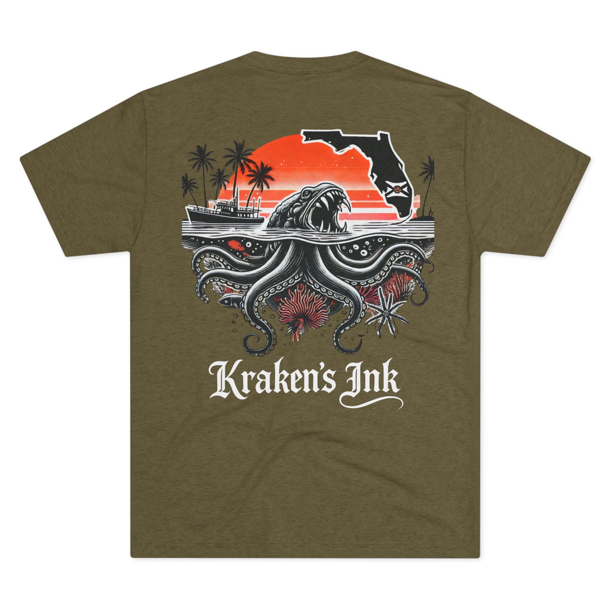 Kraken's Ink FL Waters Unisex Tri-Blend Crew Tee