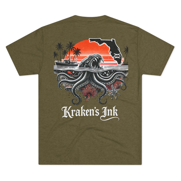 Kraken's Ink FL Waters Unisex Tri-Blend Crew Tee