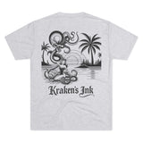 Kraken's Ink Pinup Girl Beach Unisex Tri-Blend Crew Tee