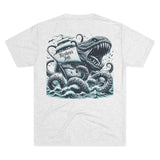 Kraken's Ink Ship Attack Unisex Tri-Blend Crew Tee