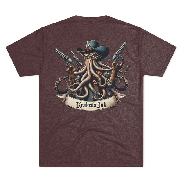 Kraken's Ink Six Shooter Unisex Tri-Blend Crew Tee