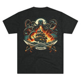 Kraken's Ink Ship Under Fire Unisex Tri-Blend Crew Tee