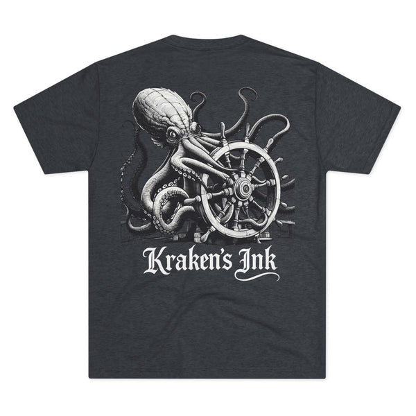 Kraken's Ink Ship Wheel Unisex Tri-Blend Crew Tee