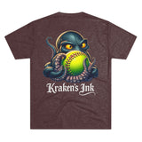 Kraken's Ink Softball Grip Unisex Tri-Blend Crew Tee